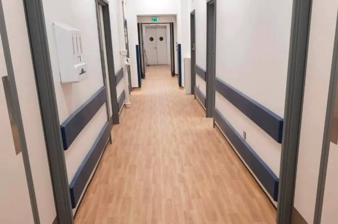 Completed corridor flooring in a managed building